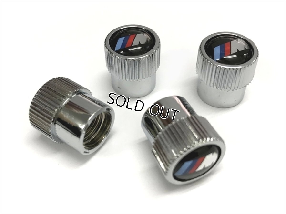 画像1: BMW バルブキャップ "M"ブラック/クロム（BMW VALVE STEM CAPS M） (1)