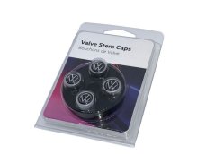 画像2: VW バルブキャップ Newロゴ ブラック/シルバー（VW VALVE STEM CAPS BLACK） (2)