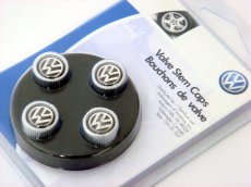 画像1: VW バルブキャップ VW ブラック/シルバー（VW VALVE STEM CAPS BLACK） (1)